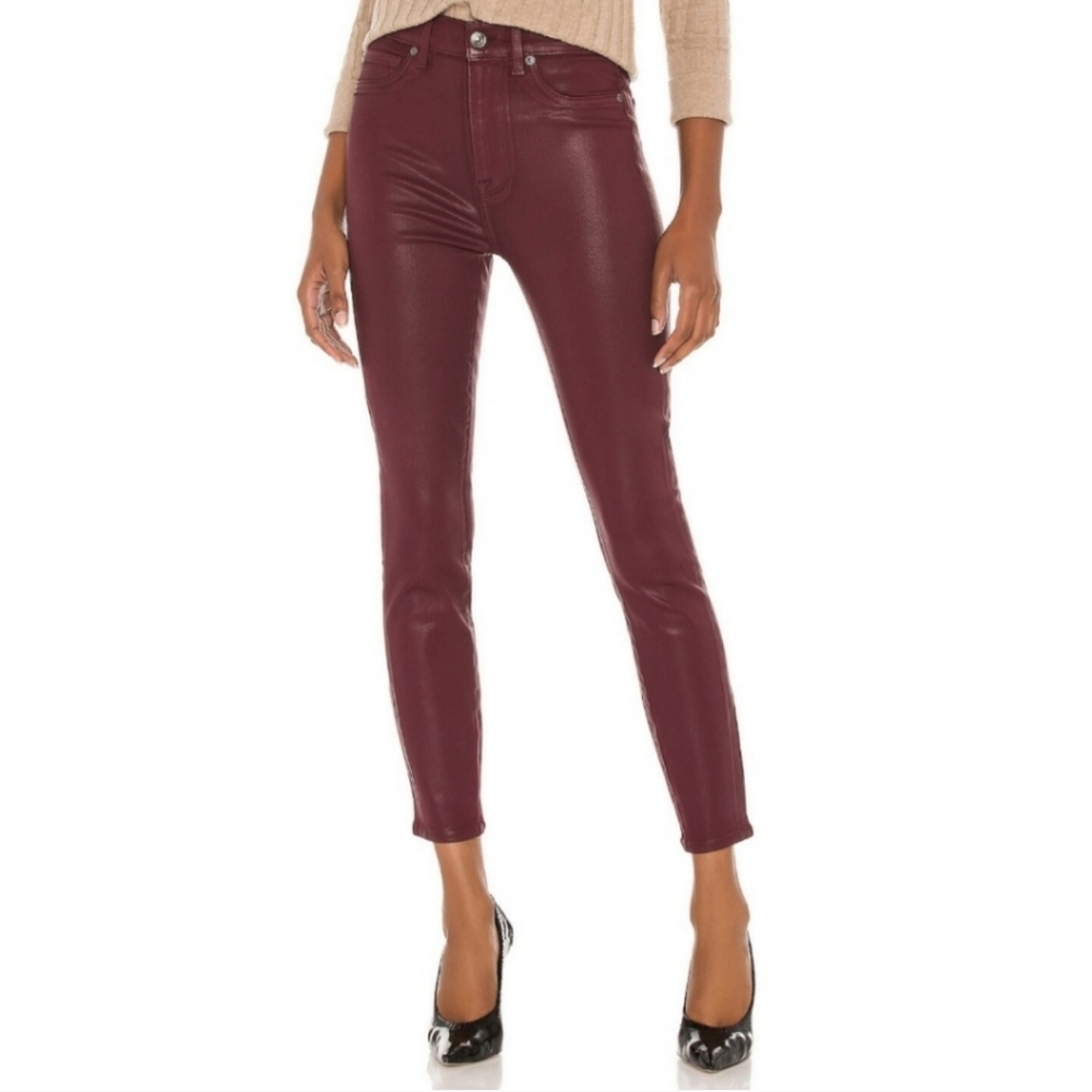 7 For All Mankind High Waisted Ankle Skinny Merlot Coated Jeans 31 NWT